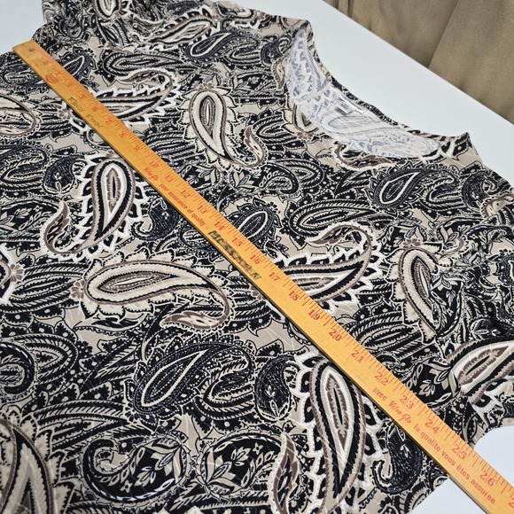 Croft & Barrow Top Womens 2X Black Tan Paisley Pullover 3/4 Sleeve Knit Boho - Picture 9 of 12